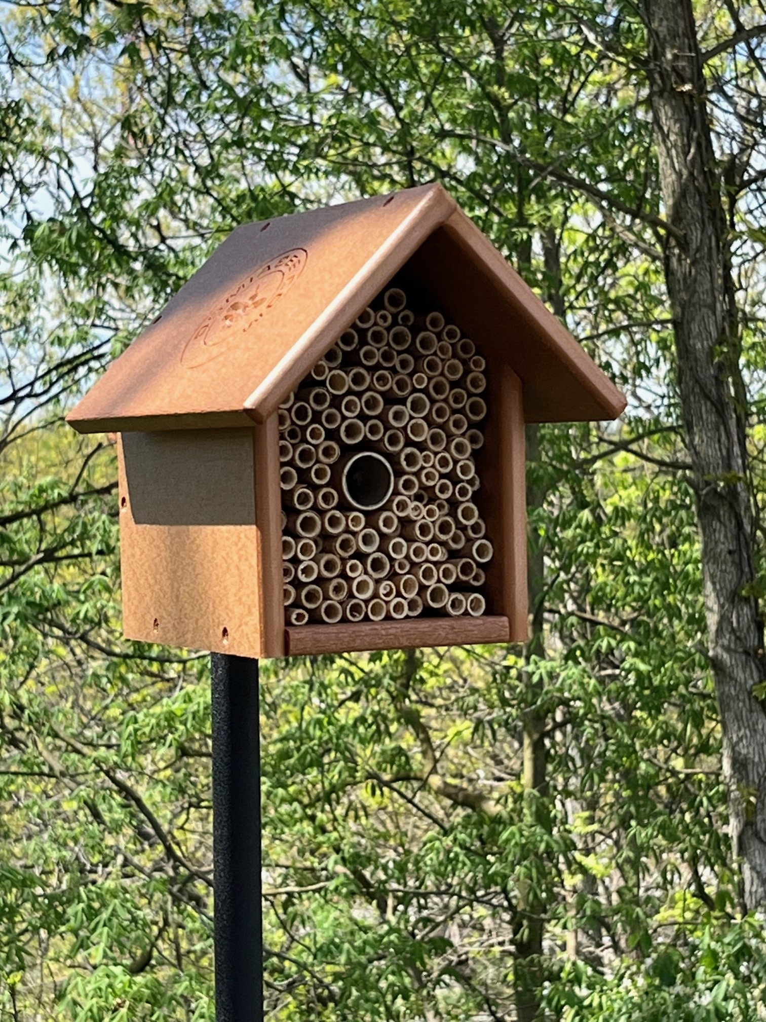 Close up of the house, which is full of many hollow tubes