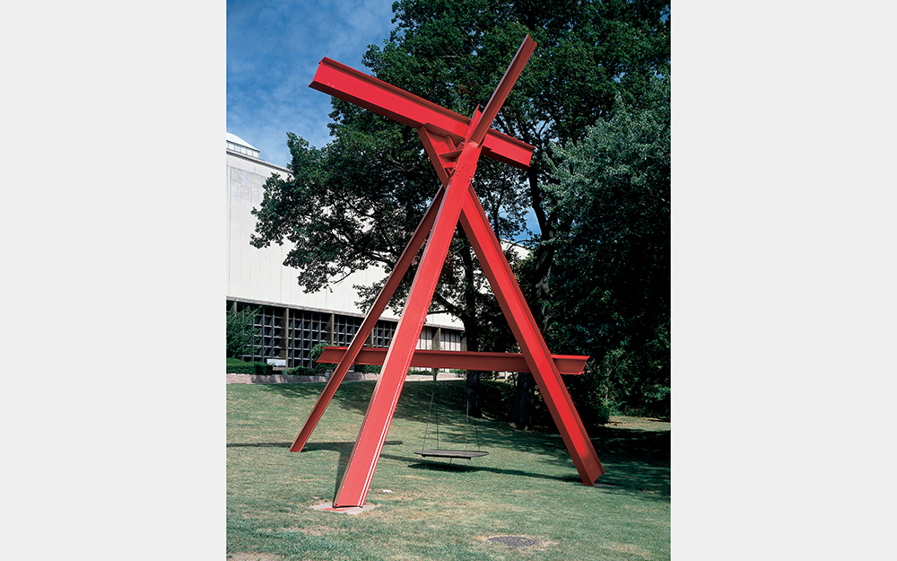 Mark Di Suvero (American, b.1933), Atman, 1978–1979, steel, unpainted by 1985, with swinging bed, The Edwin and Virginia Irwin Memorial, © Mark Di Suvero 2016, 1986.36