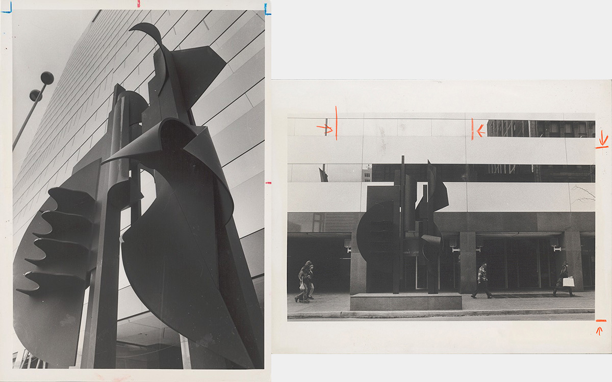 Two photos of abstract sculpture