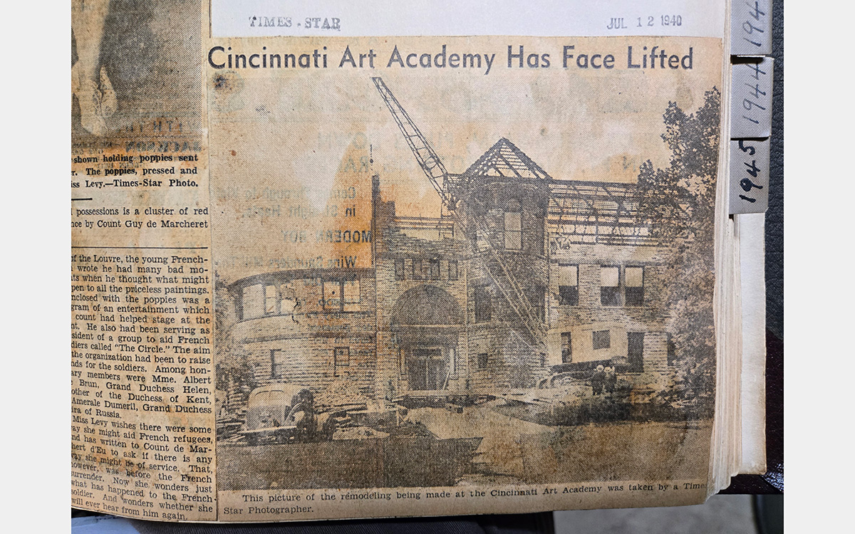 News paper clipping showing photo of a building