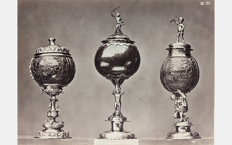 Franz Seraph Hanfstaengl (German, 1804–1877), Pokale (geschnittene Cocosnüsse) aus dem 17. Jahrh [17th-Century Goblets (carved coconuts)], 1871, printed 1873, albumen silver print, Property of the Cincinnati Art Museum