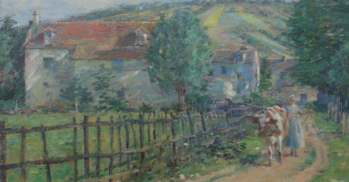 Theodore Robinson (American, 1852–1896), Road by the Mill, 1892, oil on canvas, Gift of Alfred T. and Eugenia I Goshorn, 1924.70