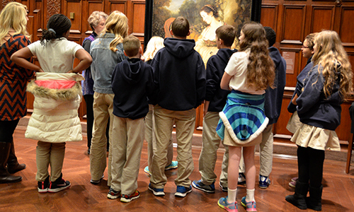 school children on a guided tour