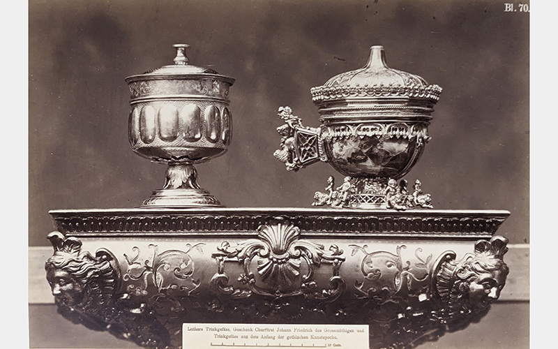 Franz Seraph Hanfstaengl (German, 1804–1877), Luthers Trinkgefäss und Trinkgefäss aus dem Anfang der gothischen Kunstepoche (Drinking Vessel of Martin Luther and Early-Gothic Drinking Vessel), 1871, printed 1873, albumen silver print, Property of the Cincinnati Art Museum