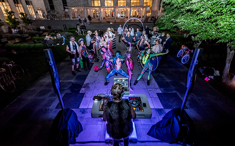 Beyond Black Rock nighttime dance in the Alice Bimel Courtyard