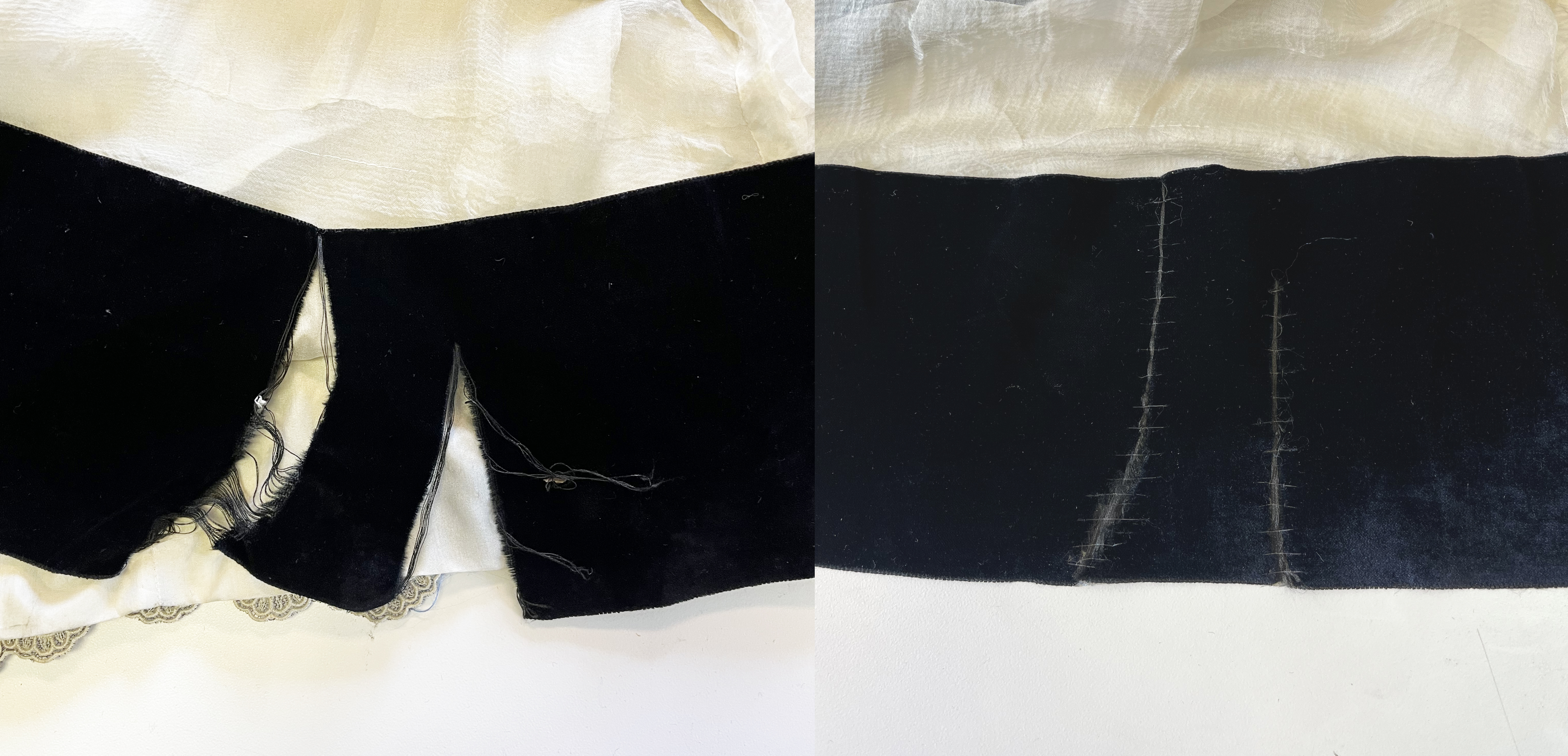 Details of black sash on dress
