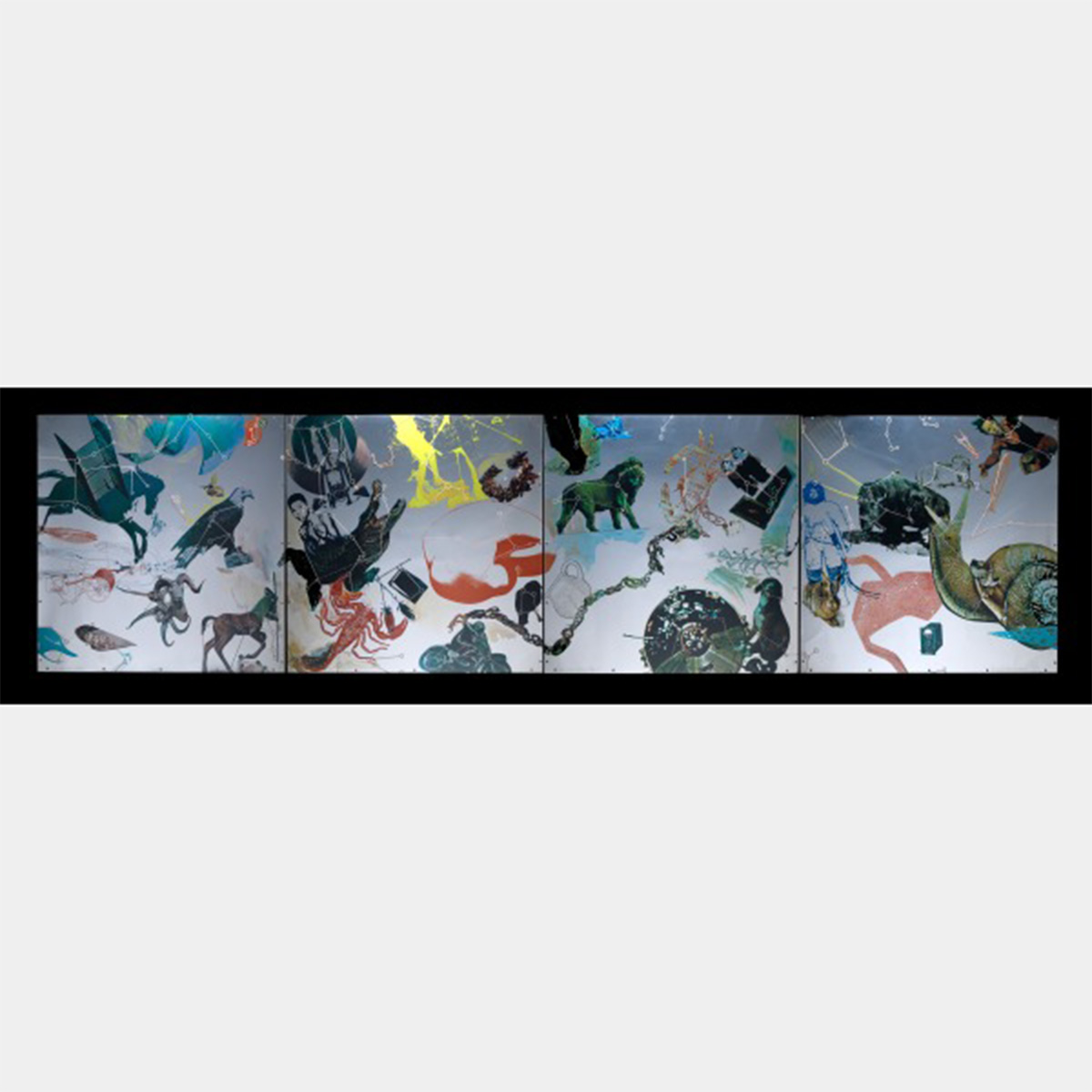 Four panels of papercut animals