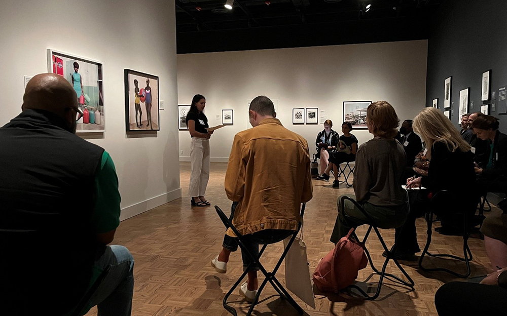 Sophie Culière (James Barnor Archive Manager, Galerie Clémentine de la Féronnière, Paris) speaks in the exhibition James Barnor: Accra/London—A Retrospective. James Barnor Scholars’ Day, Detroit Institute of Arts, October 2, 2023.